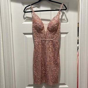 Elegant Pink Lace Dress